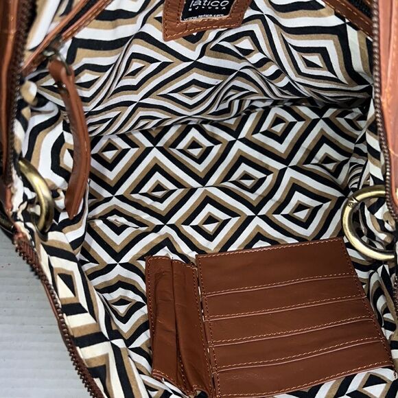 LATICO BROWN LEATHER WOMENS SHOULDER BAG W/DETACHABLE STRAP - Picture 7 of 12
